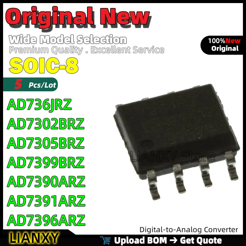 

5pcs SOIC-8 AD736JRZ AD7302BRZ AD7305BRZ AD7399BRZ AD7390ARZ AD7391ARZ AD7396ARZ AD73360LARZ Digital-to-Analog Converter New