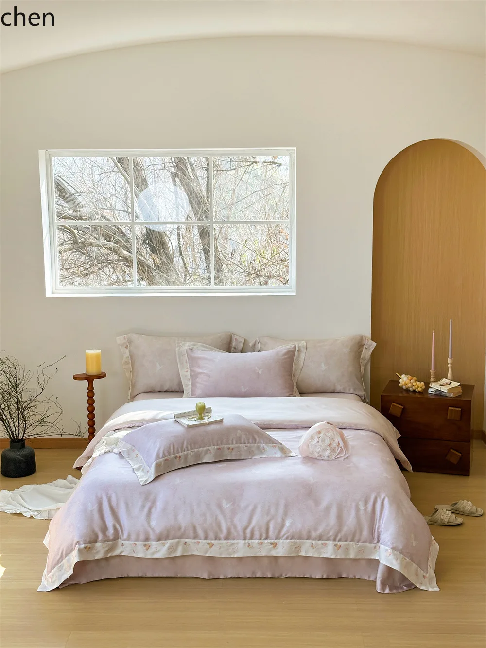 HXL Butterfly Print Bedding Summer Tencel Four-Piece Set