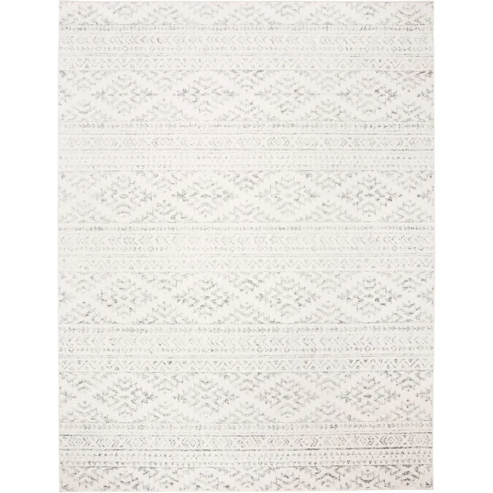 X-Large Area Rug - 12' x 15', Ivory & Grey, Non-Shedding & Easy Care, Ideal for High Traffic Areas in Living Room Carpets