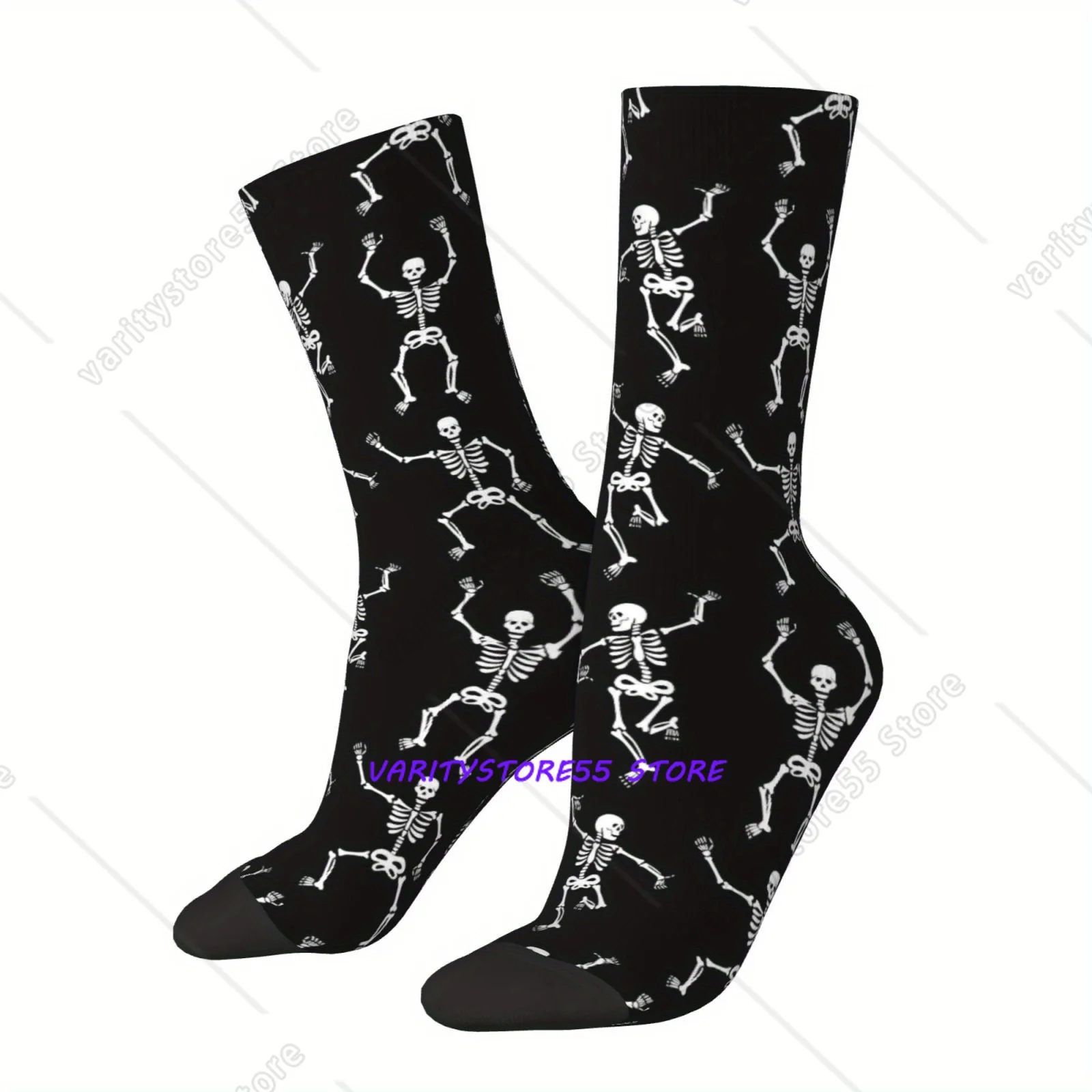 Unisex Outdoor Socks with Halloween Skull Print Machine Washable Comfortable and Breathable Perfect Stylish for Casual Attire