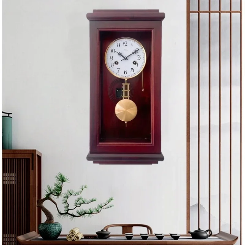Wood Mechanical Wall Clock Pure Copper Movement Modern Large Luxury Solid Wooden Soul Pendulum Home Decoration Holiday Gifts
