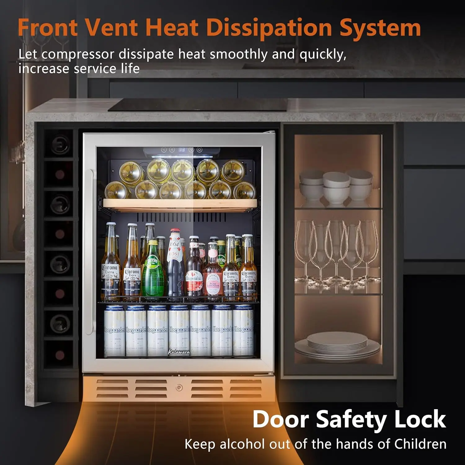 Mini Fridge 24” Beverage and Wine Cooler Built-in or Freestanding - 120 Cans & 16 Bottles Capacity Wine Refrigerator Co