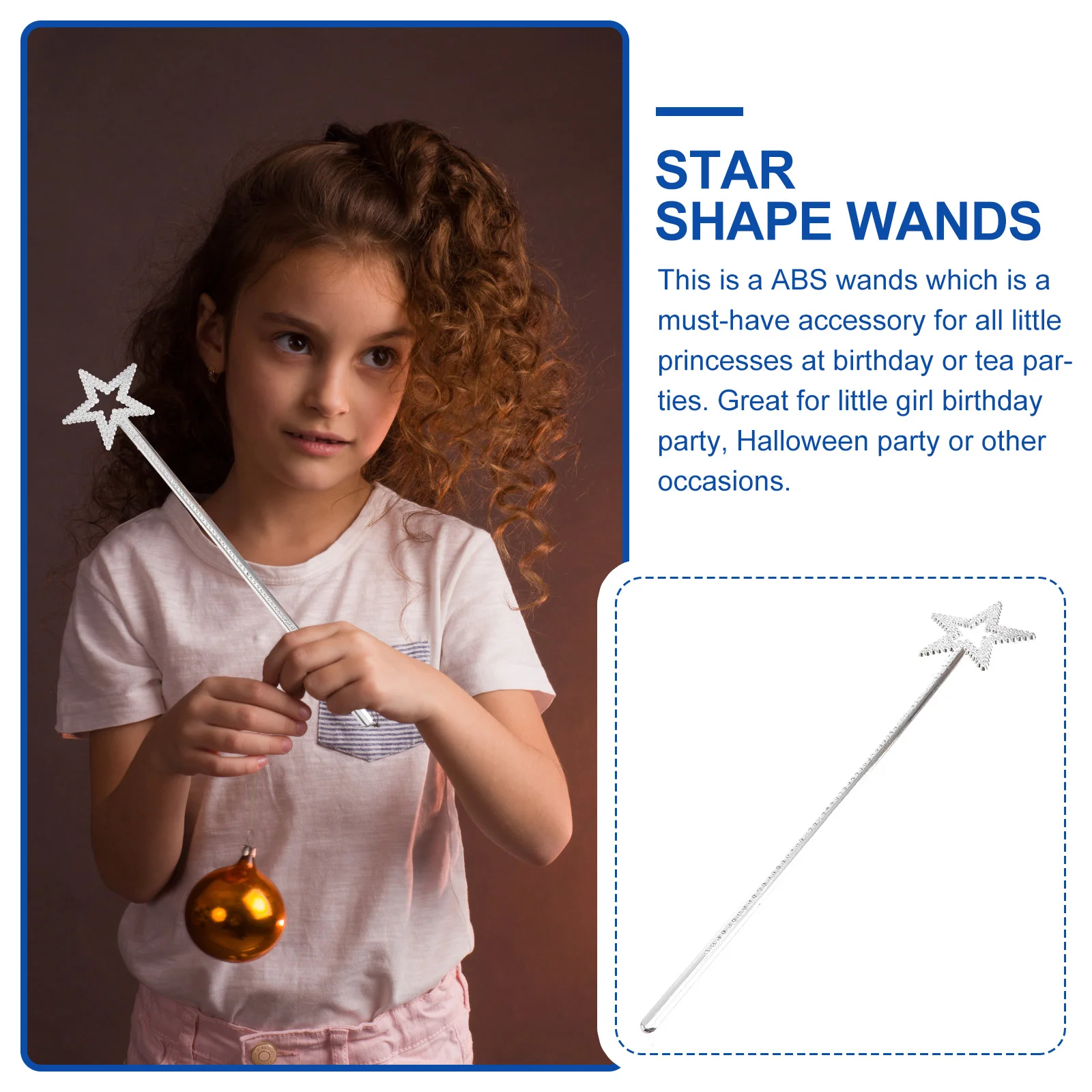 

1Pcs Glitter Star Wand Safe Non-Toxic for Party Decorations Birthday Tea Party Props Silver Plastic Wands