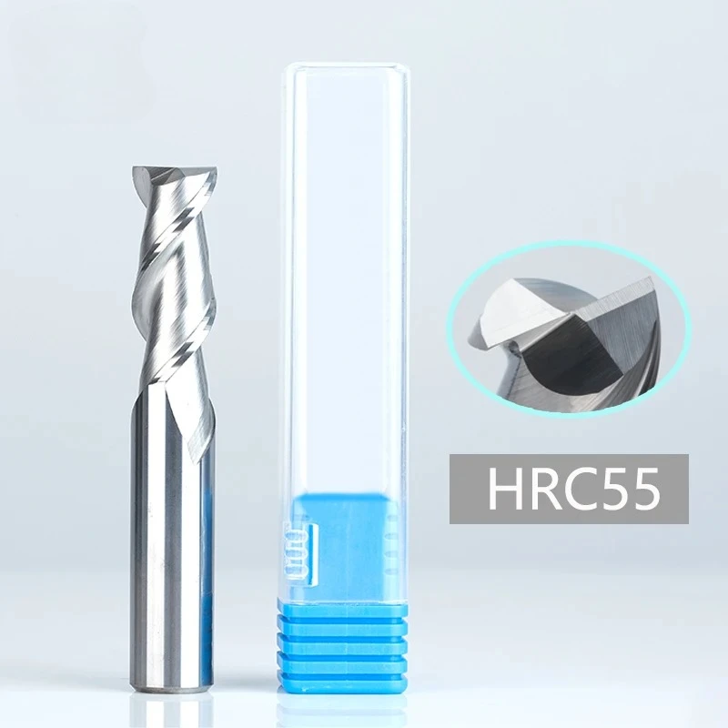 HRC55 2 Flute Carbide End Mill 1‑20mm Square Router Milling Cutter For Aluminum Copper CNC Machining