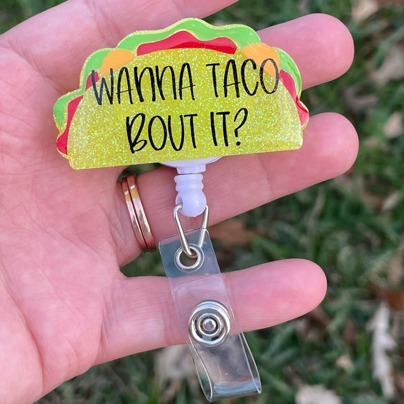 Taco Nurse Badge Reel Psychology Counselor Badge Reel Psych Student Wanna Taco Bout It Glitter Badge Reel 	 enfermera en apuros