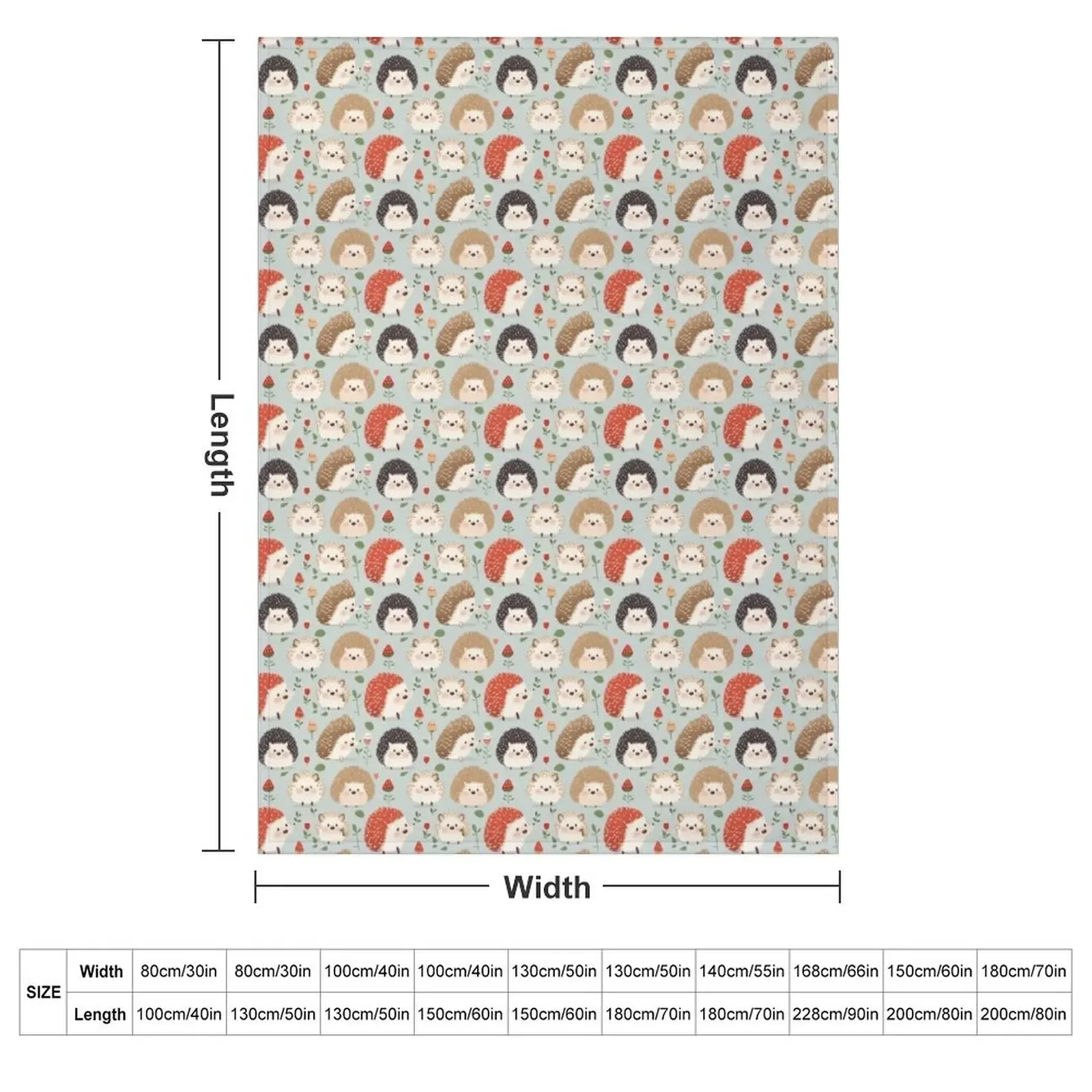 Cute Hedgehog Repeating TIle Throw Blanket Luxury Vintage Nap Moving Blankets
