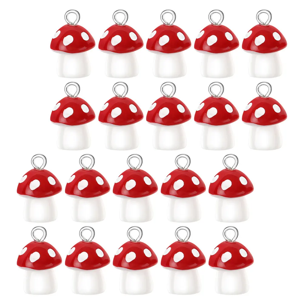 

20pcs Mushroom Charms Red Resin Tiny Pendant for Bracelet Necklace Earring DIY Jewelry Making Crafts Accessories