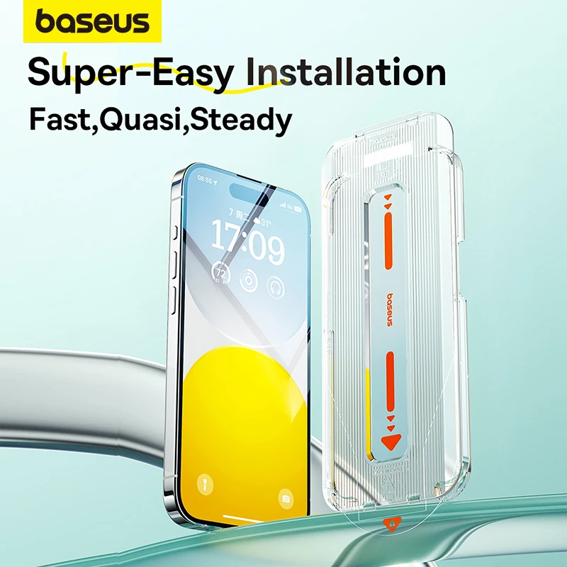 Baseus Ultra Hd Gehard Glas Voor Iphone 15 Pro Max Plus Screenprotector Toevoegen Stofdichte Eenvoudige Installatie Tool Beschermende Film