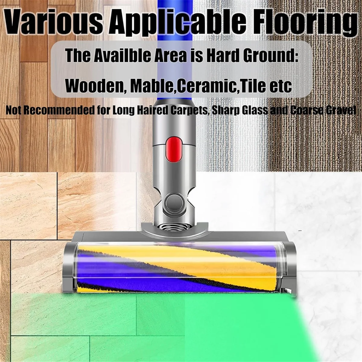 Головка щетки для Dyson V7 V8 V10 V11 V15, запасные части для головки щетки для паркетного пола с подсветкой для обнаружения пыли