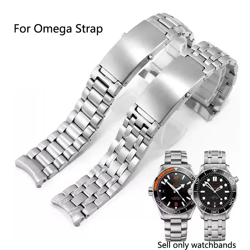 316L الصلبة الفولاذ المقاوم للصدأ حزام (استيك) ساعة استبدال ل أوميغا ساماستر 300 المحيط 007 حزام 20 مللي متر 22 مللي متر سوار ساعة اكسسوارات