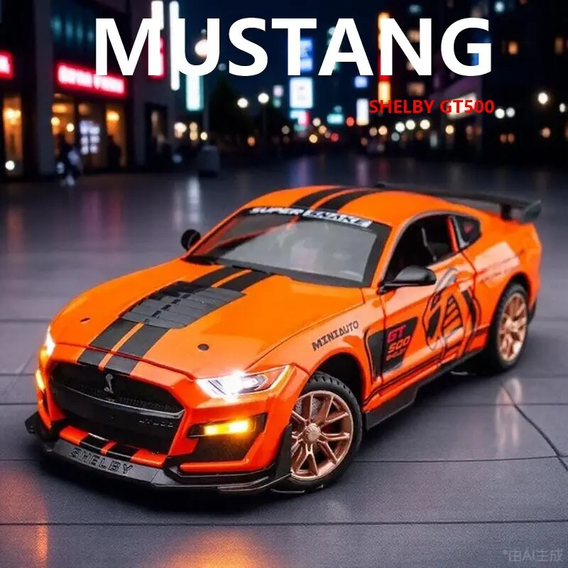 

1:24 Ford Mustang GT500 спортивный автомобиль модель автомобиля из сплава звук и свет детские игрушки коллекционные подарки на день рождения