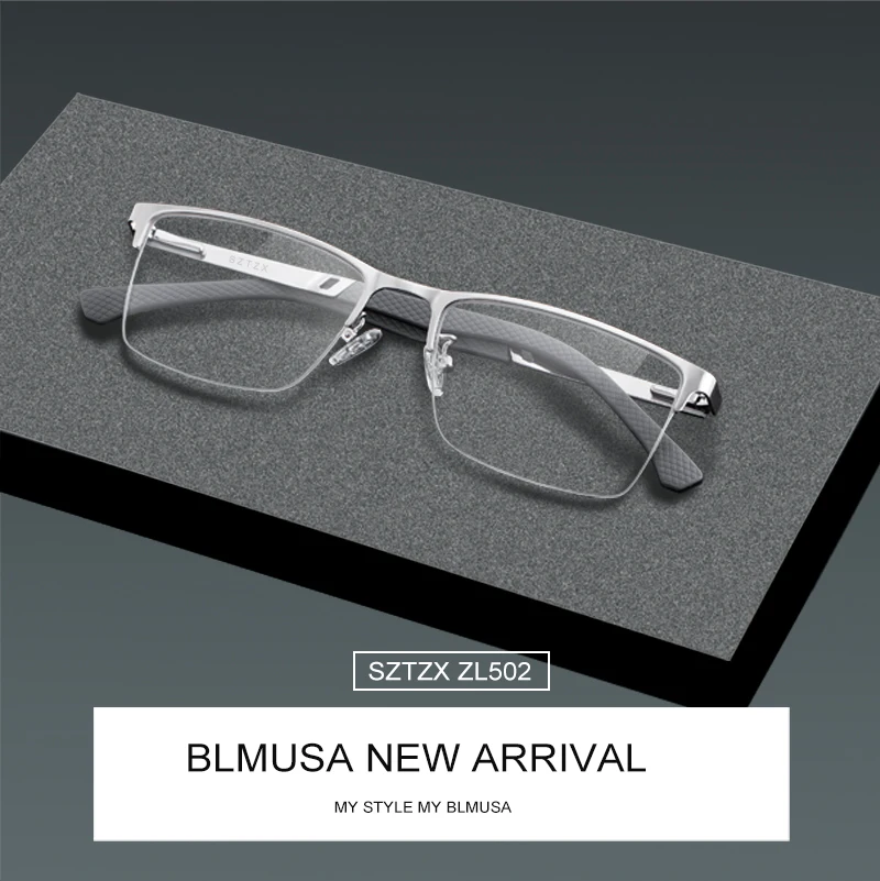 BLMUSA NEW Men\'s Business Anti Blue Light Eyewear Progressive Multifocal Reading Glasses Men Metal Glasses Frame Optical Glasse