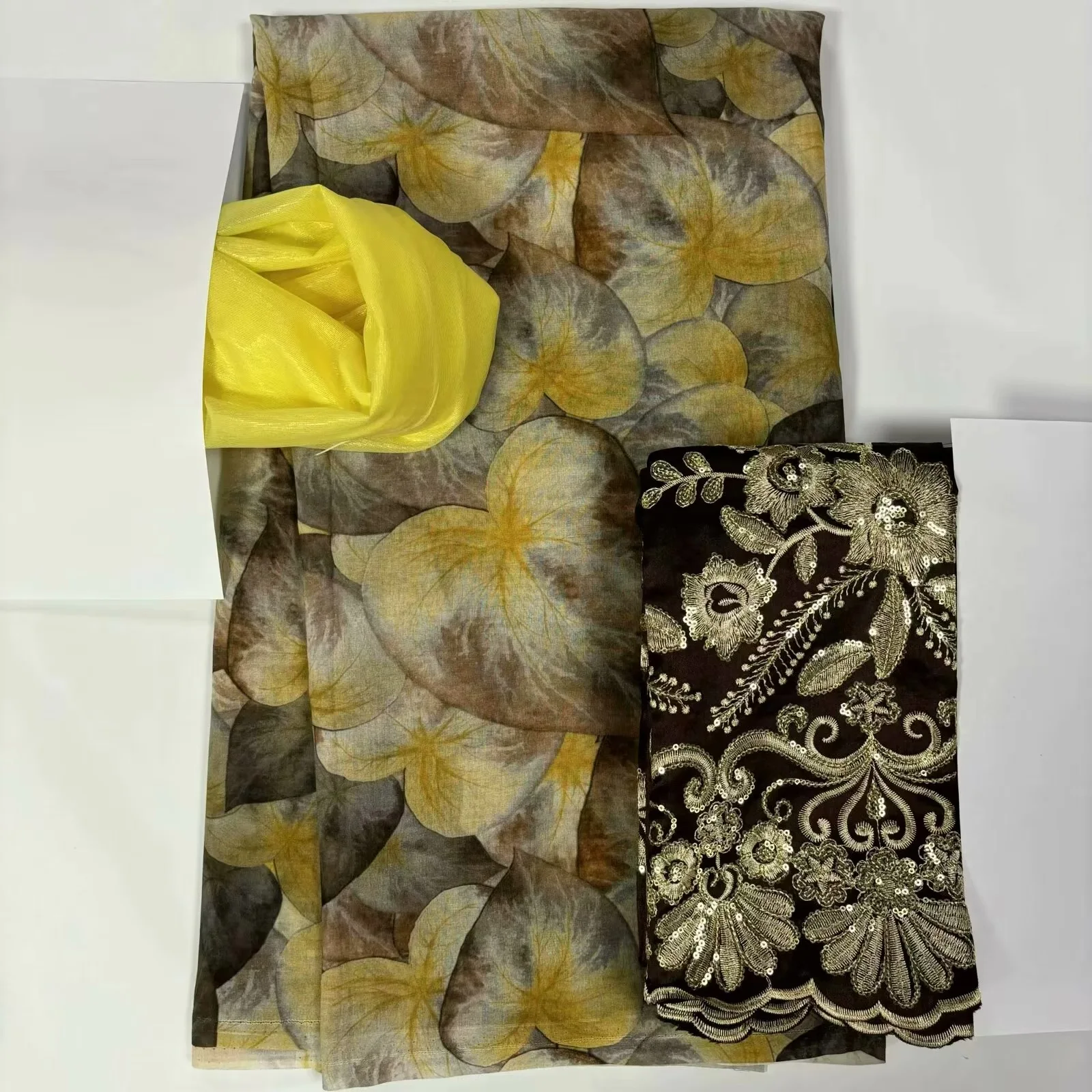 

5+2+2 Yards High Quality African Silk Match George Fabric For Ladies To Wear Soft And Comfortable Printed Silk Fabric Material