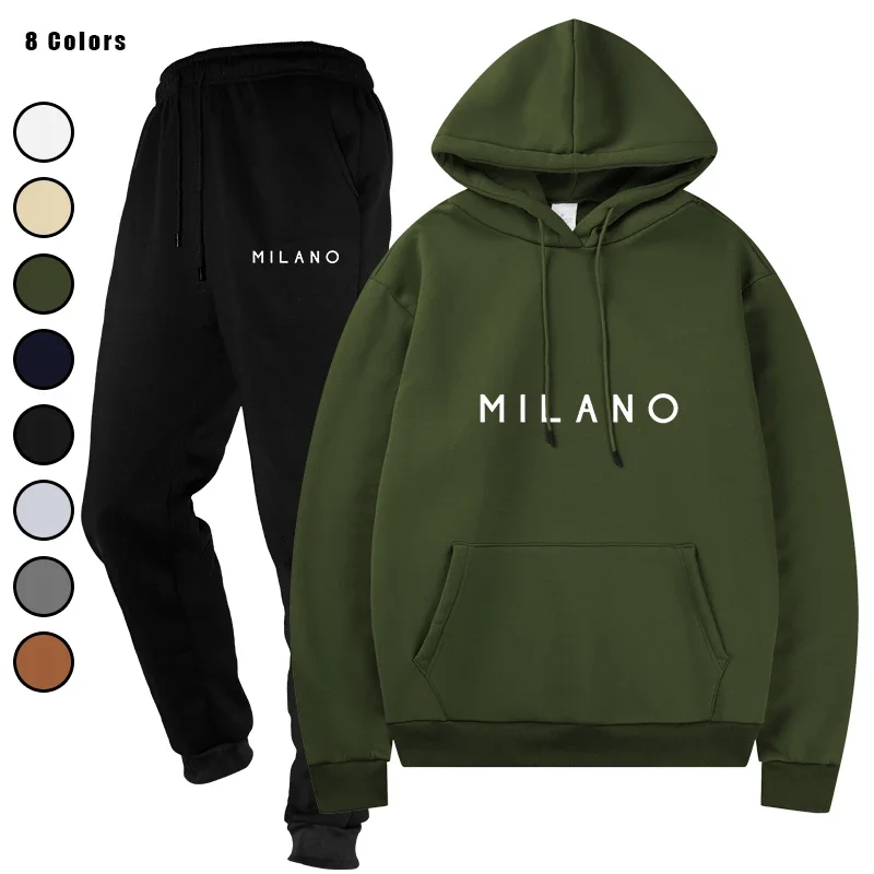 

Basic Fleece Hoodies And SweatPants Set Men's Track Suit Premium Fleece Sportswear Unisex Ensemble for Jogging