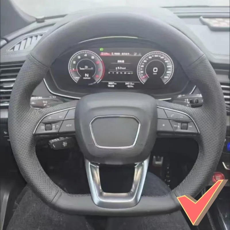 

Custom Hand-stitched Black Breathable Microfiber Leather Steering Wheel Cover For Audi A4 (B9) Avant Allroad Q3 Q5 SQ5 Q7