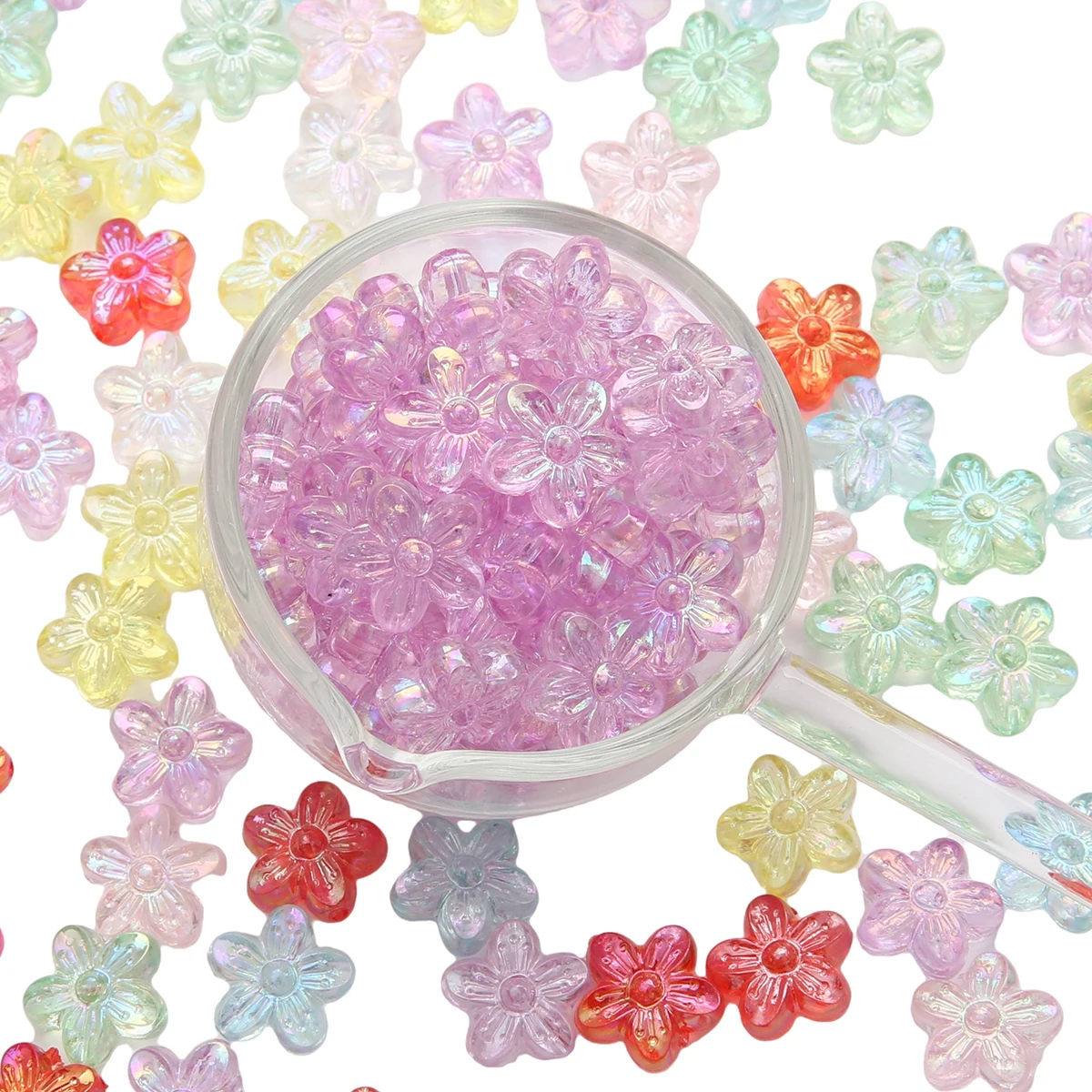 

10pcs Acrylic Beading UV Flower Beads Loose Spacer Beads Jewelry Making Materials DIY Bracelet Necklace Supplies