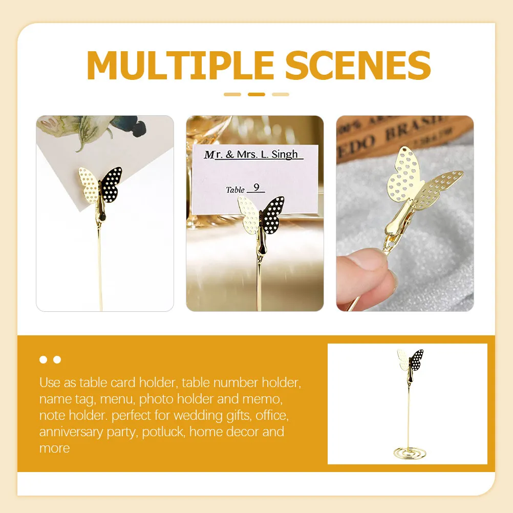 10Pcs Sturdy Butterfly Style Table Card Holder for Name Cards Table Numbers Photos Notes Business Cards Wedding Party Banquet