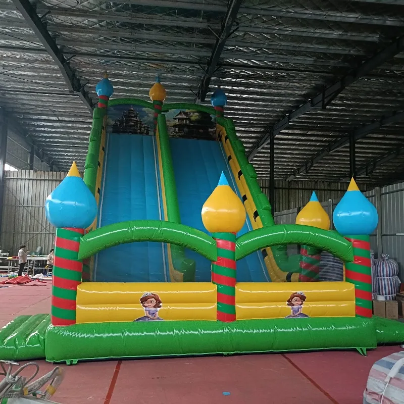 New Style 12m*6m*11m 0.55mm Pvc Super Bouncy Castle with Slider Inflatable Jumping Slide Game Inflatable Dry Slider for Kids