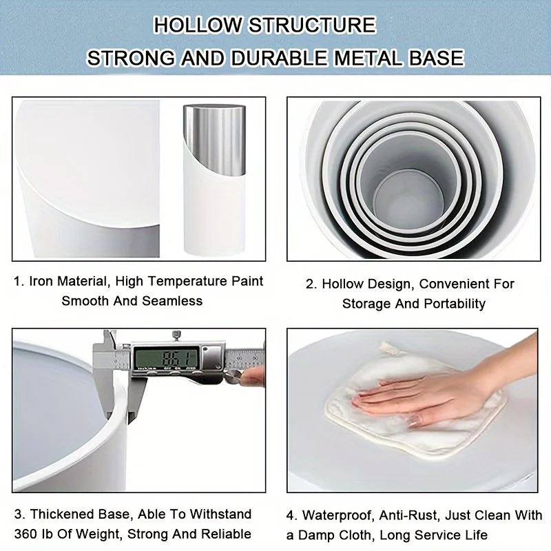 قاعدة كعك بيضاء كبيرة ، قاعدة اسطوانية للحفلات ، ديكور لحفل الزفاف وعيد الميلاد #6