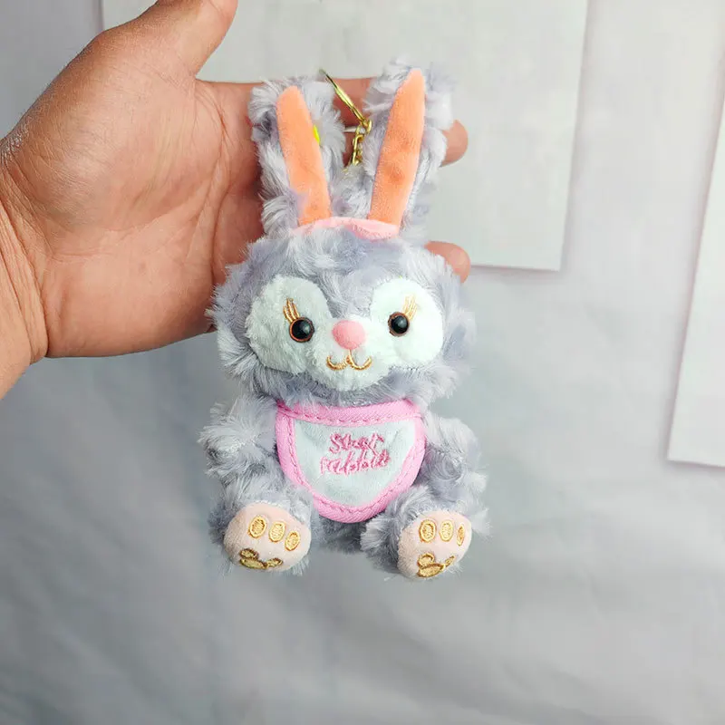 Bonito disney avental stellalou bonecas de pelúcia pequeno coelho dos desenhos animados anime casal saco brinquedos chaveiro mochila pingente menina presente aniversário