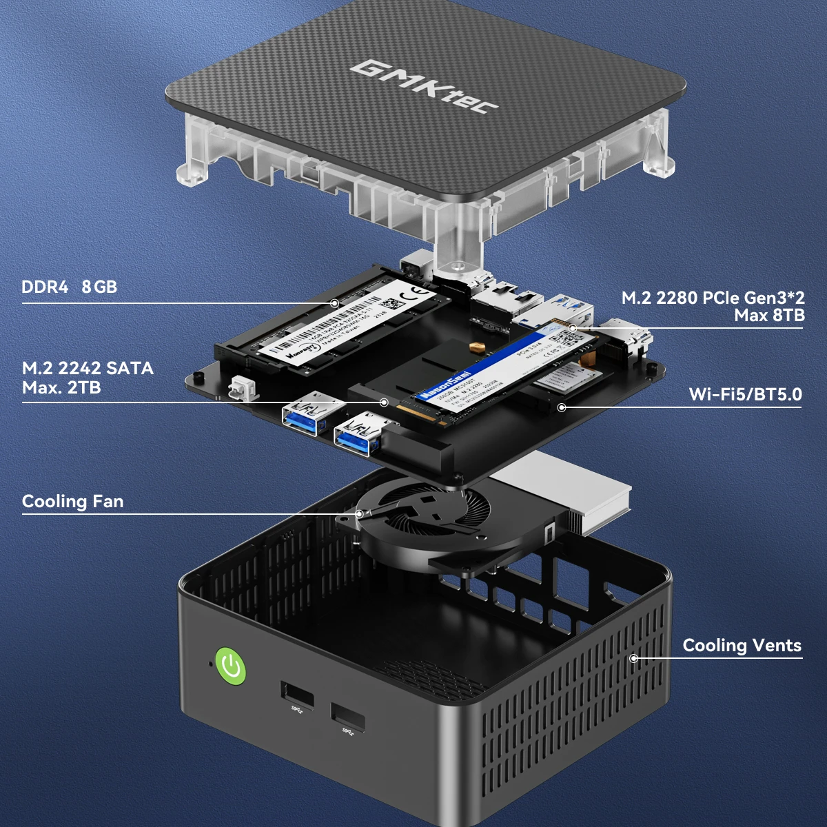 GMKtec G3S كمبيوتر صغير Intel Alder Lake N95 Windows 11 Pro Mini PC 8GB DDR4 128/256GB PCIe M.2 SSD WiFi 5 BT5.0 كمبيوتر مكتبي