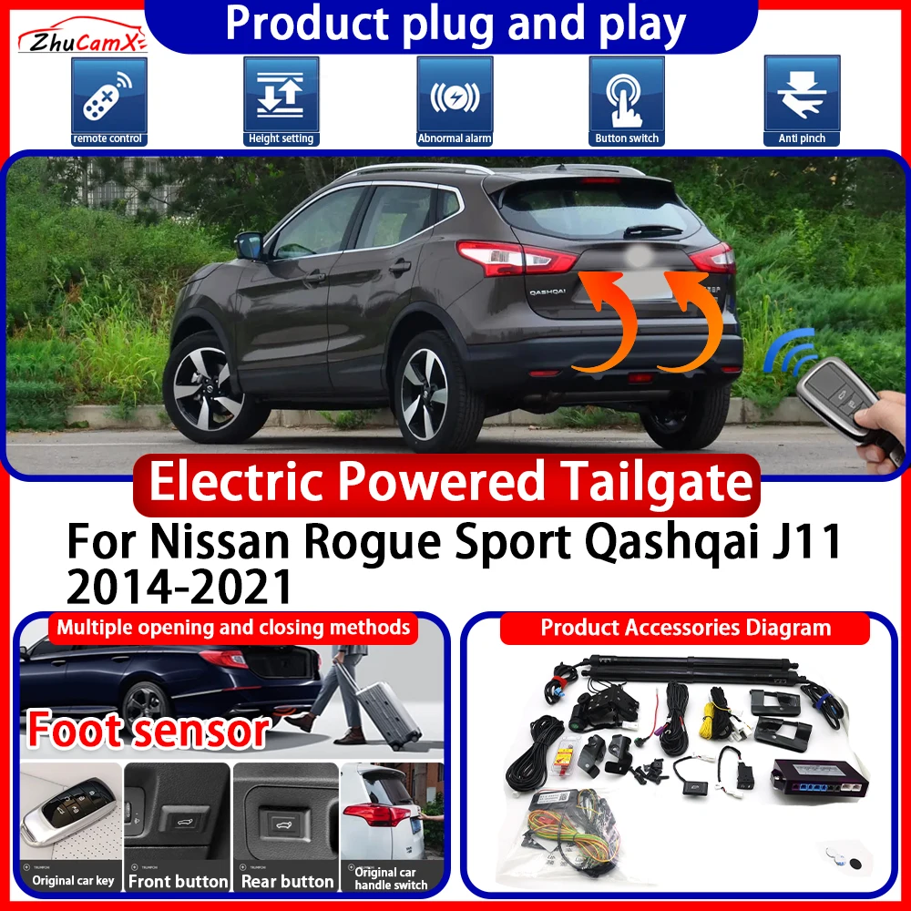 ZhuCamX Electric Powered Tailgate for Nissan Rogue Sport Qashqai J11 2014-2021 anti pinch Smart Intelligent Control Gate Lift