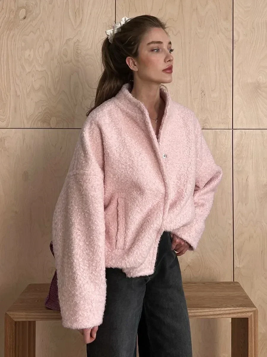Bornladies Women\'s Short Fur Jacket Autumn Winter Thick Loose Casual Chic Cardigan Female Warm Fashion Solid Color Short Coat