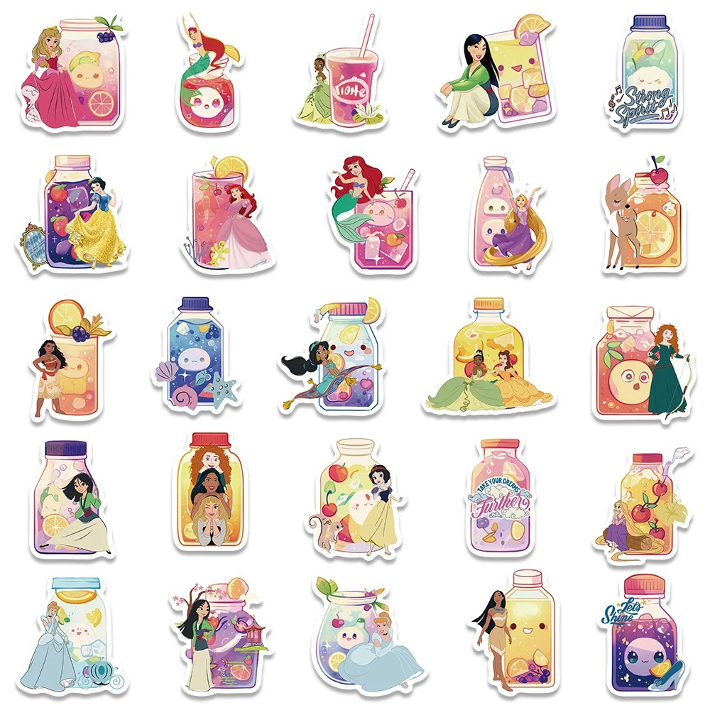 50pcs Mixed Disney Princess Cartoon Stickers Cute Belle Ariel Snow White Decals Toys DIY Luggage Stationery Kawaii Sticker Gift - view 6