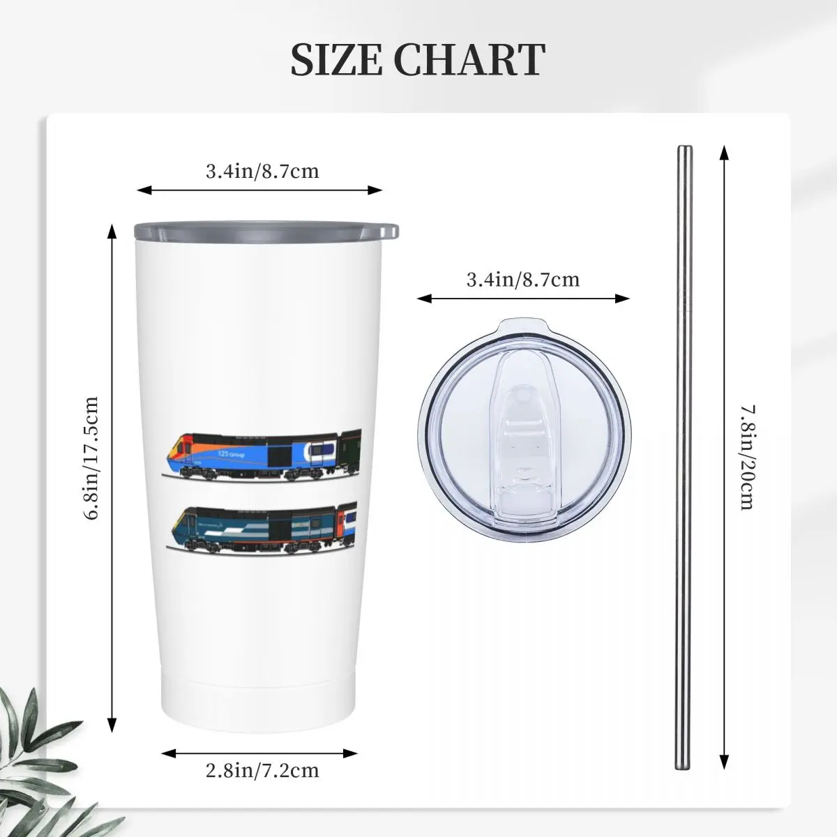 Class 43 HST (Intercity 125) Trains Stainless Steel Tumbler Vacuum Insulated Mugs Thermal Cold Cup Straw With Lid 20oz