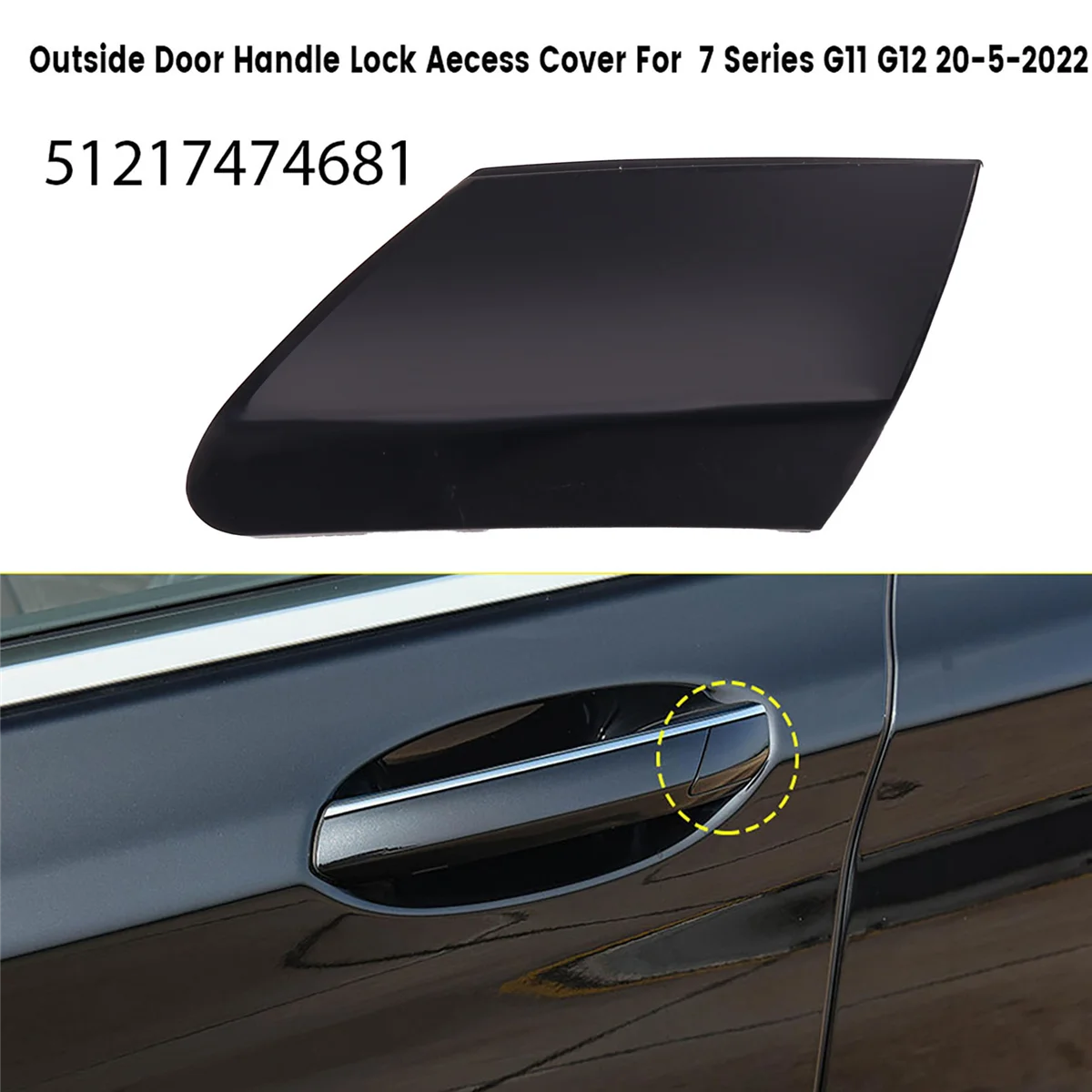 51217474681 Outside Door Handle Lock Access Cover Exterior Door Handle Key Cover for BMW 7 Series G11 G12 2015-2022