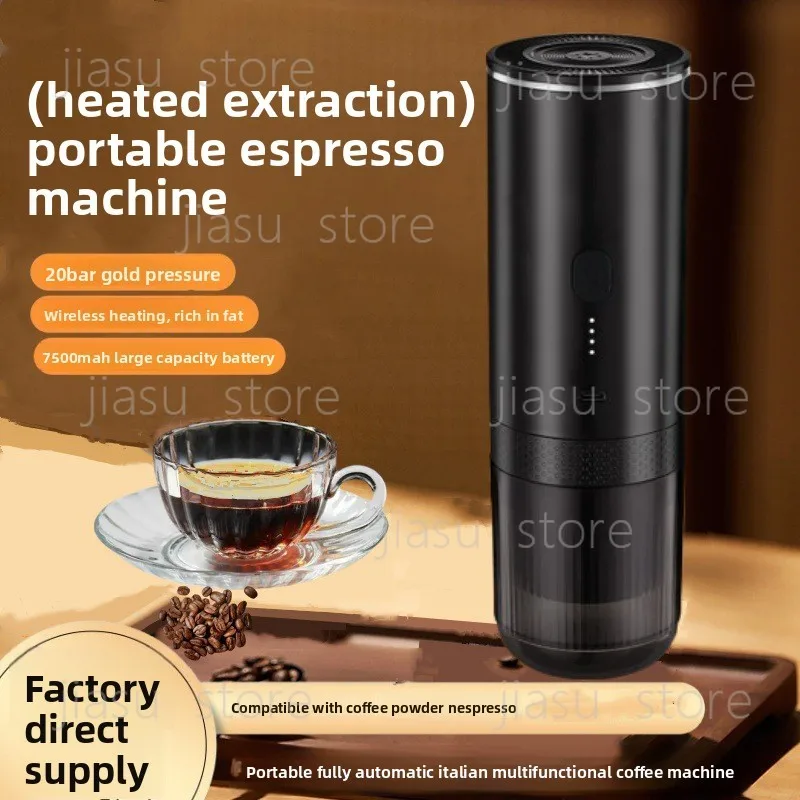 Portable Capsule Coffee Machine, Wireless Charging Heating Pump Pressure Espresso Coffee Maker for Travel