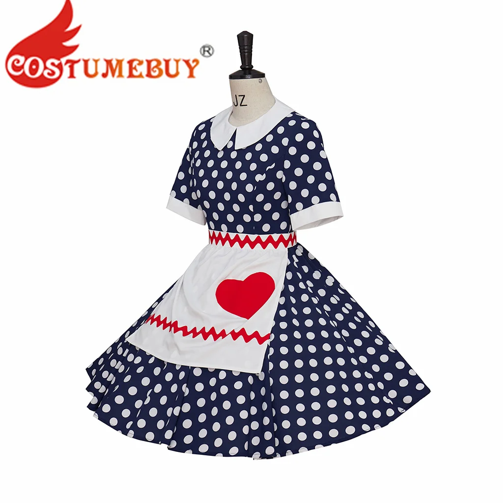 Women's I Love Lucy Cosplay Costume Lucille Ball Halloween Costume Polka Dot Dress with Apron view 2