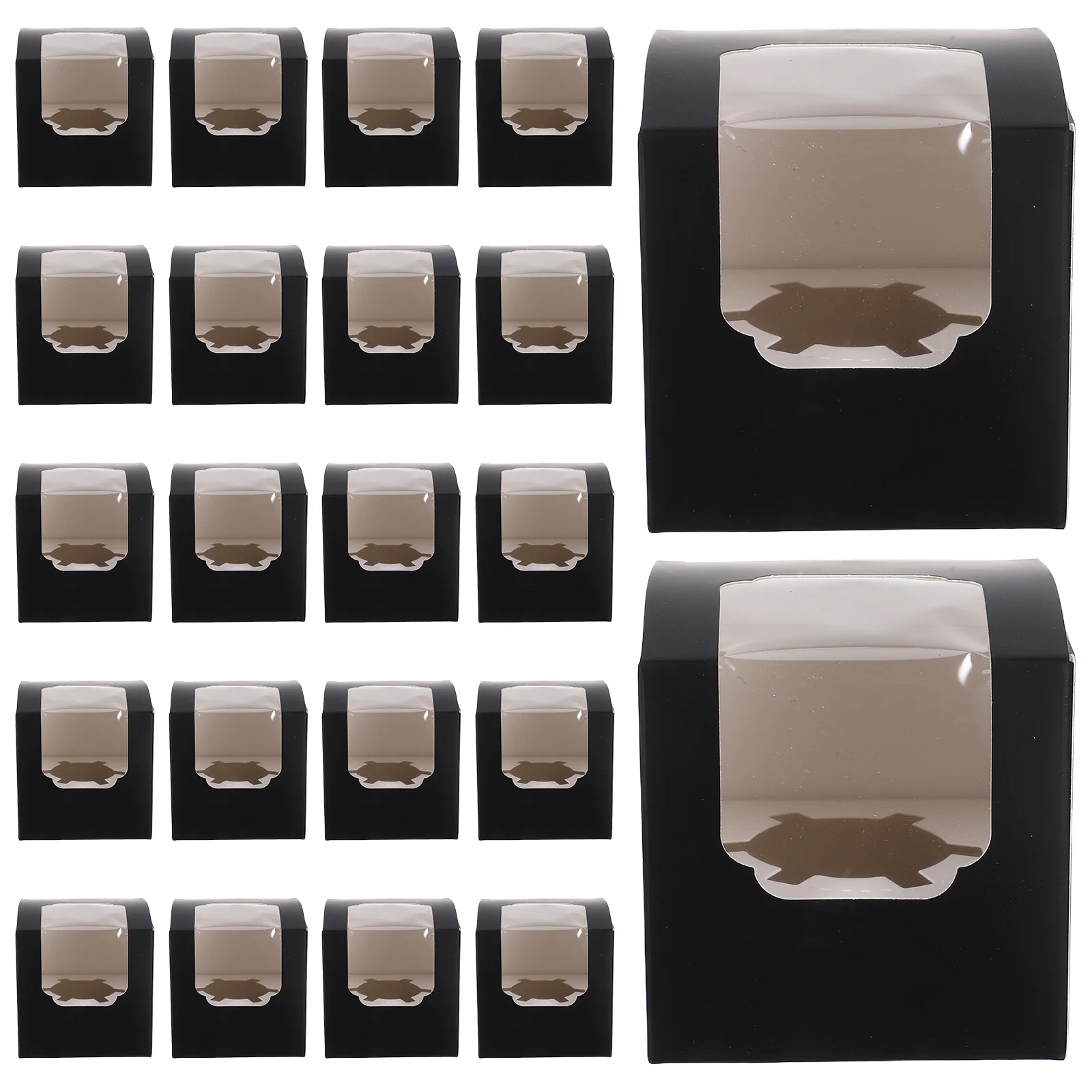 

25Pcs Mini Cupcake Carrier Paper Bakery Boxes Clear Window Individual Dessert Containers for Parties Takeout Gift Giving