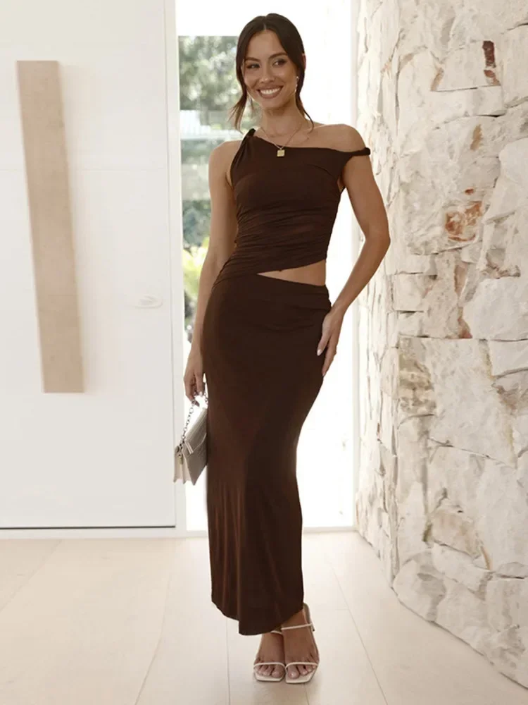 Chaxiaoa Diagonale Kraag Backless Sexy Maxi Jurk Vrouwen Jurk Zomer Nieuwe Mouwloze Sheer Mesh Hol Elegante Lange Jurk