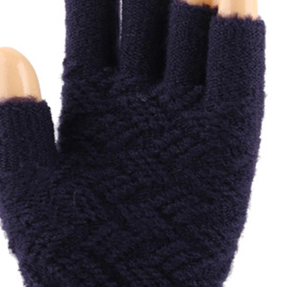 

1Pair Men's Knitted Half Finger Gloves Touch Screen Warm Winter Windproof Navy Outdoor Safety Workout Cold Weather Gloves