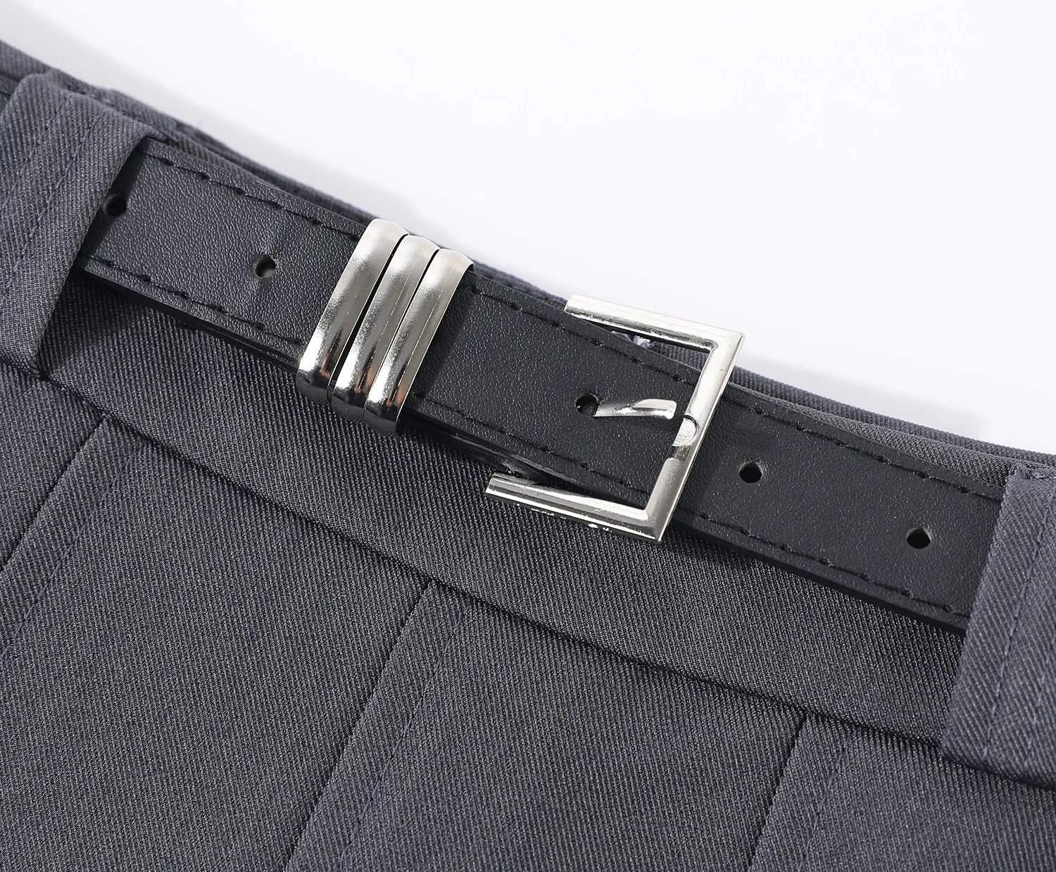Langer Rock für Damen Herbst Winter 2026 Neuerscheinung Hochtaillierter Plisseerock mit Gürtel in Grau oder Schwarz Damenrock Bestseller – Detail 12