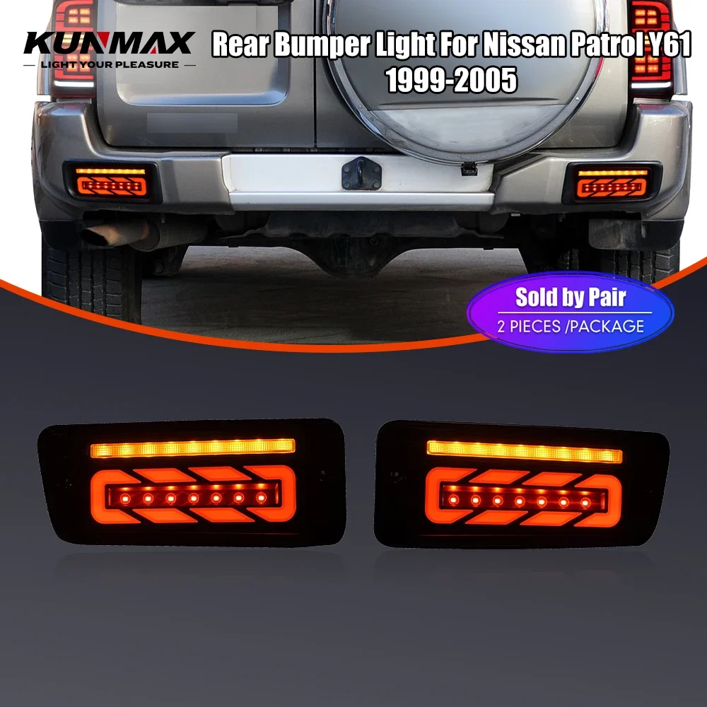 2PCs LED Car Rear Bumper Reflector Light For Nissan Patrol Y61 1999-2005 Rear DRL Brake Lights Stop Lamp Accessories