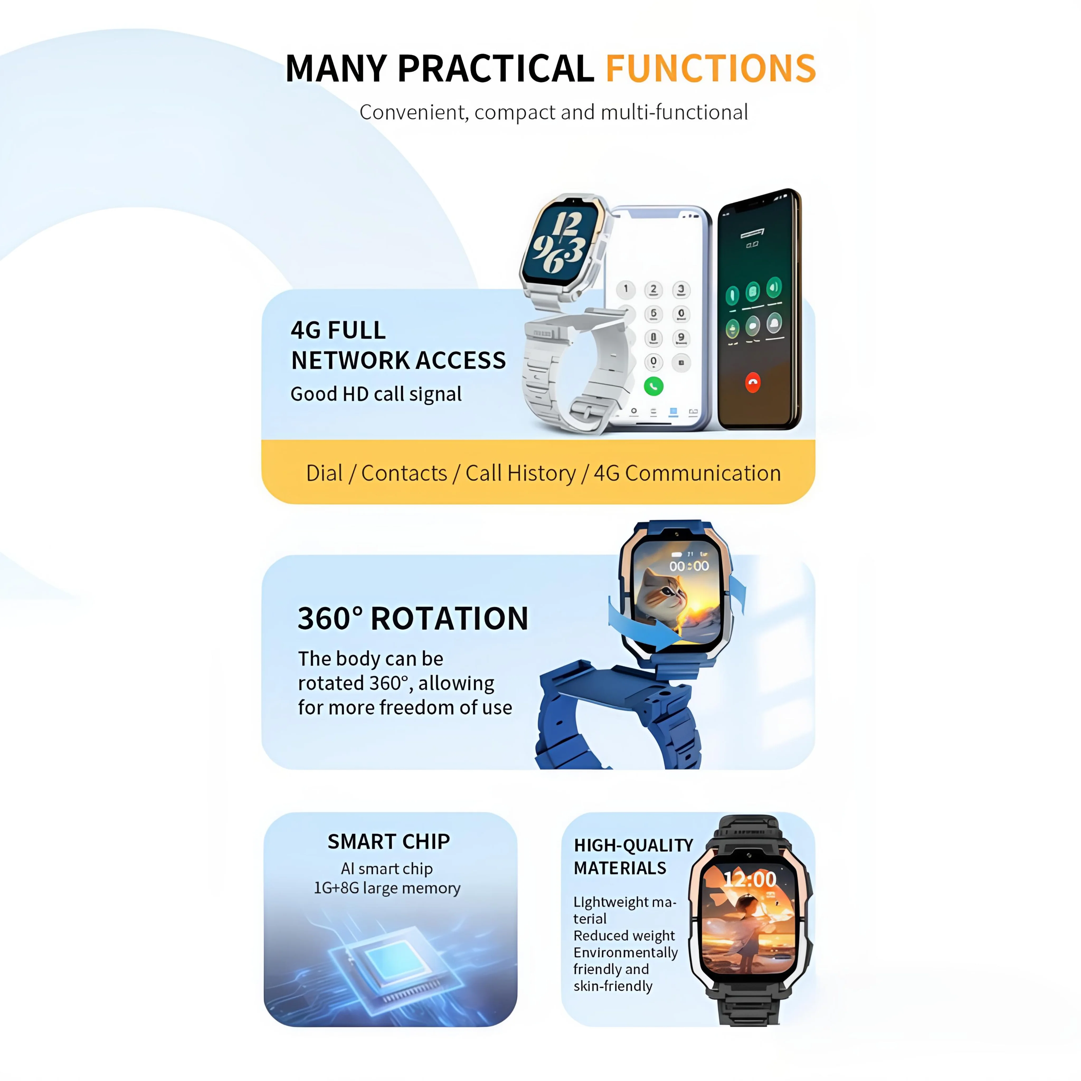 2026 New Kids 4G Sim Card Smart Watch Call SOS GPS Location Child Smart Watch Camera Waterproof For Boys Girls Present T66