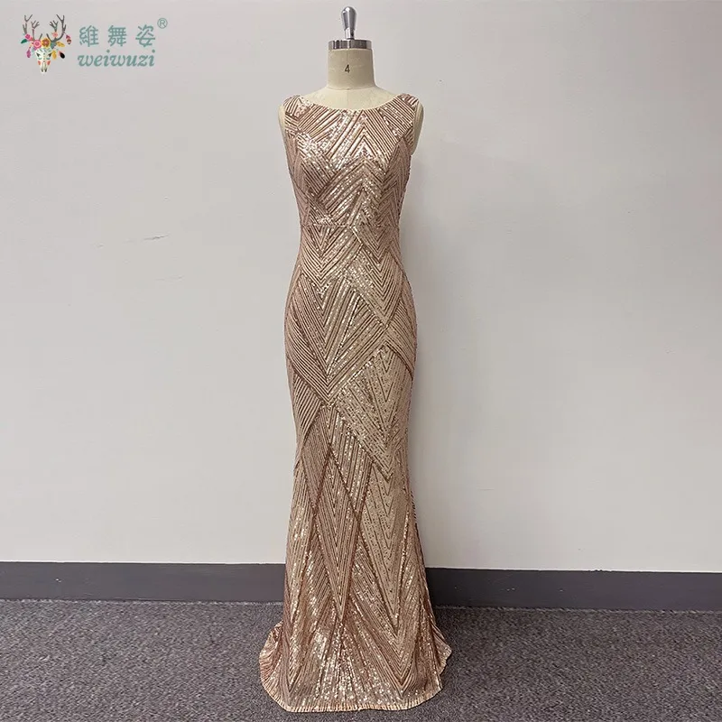 فساتين سهرة نسائية بدون أكمام ورقبة دائرية بقصة ضيقة وخصر حورية البحر للحفلات المسائية مطرزة بالترتر والخرز فساتين سهرة أنيقة