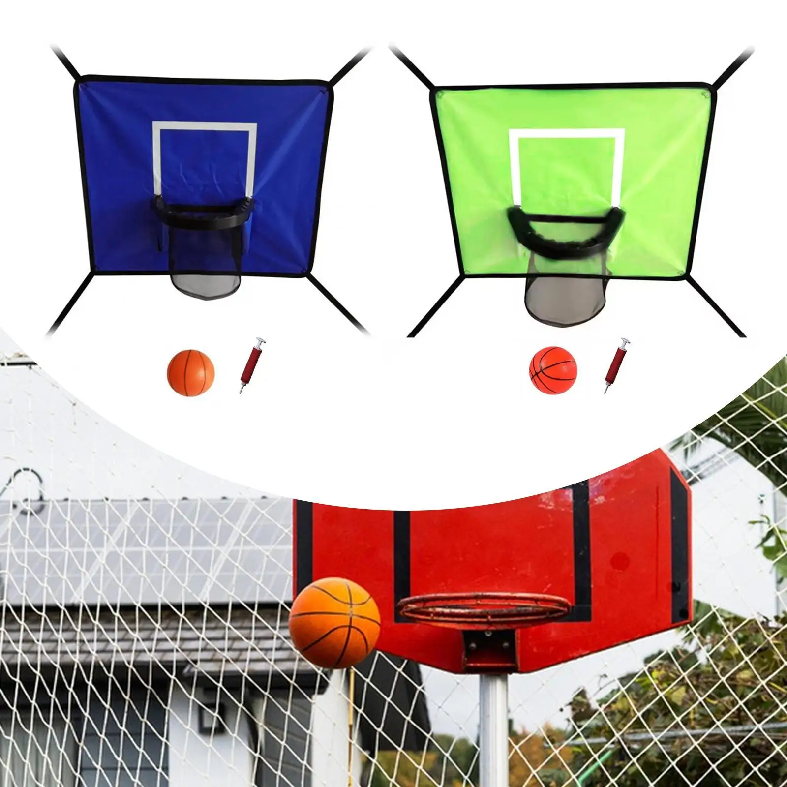 Trampolín aro de baloncesto soporte de baloncesto juego de portería al aire libre para niños accesorio de trampolín para todas las edades