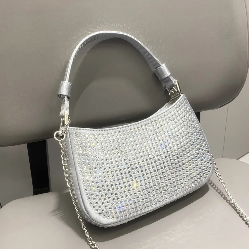 Imagem -02 - Bolsa com Alça de Strass Embreagem Noite Bolsas e Bolsa Designer de Luxo Hobo Cristal Brilhante Totes Alça Superior