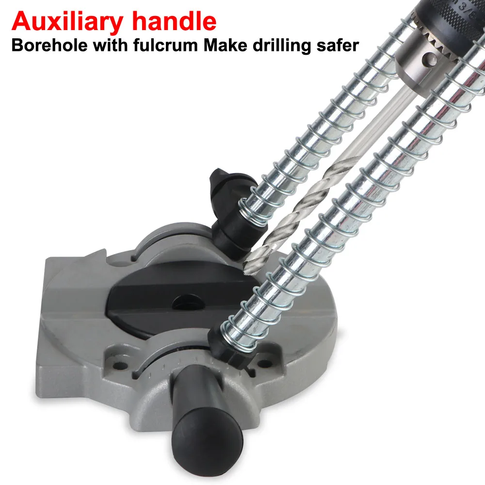 Supporto per trapano Base in alluminio multifunzionale con colonna in acciaio regolabile per utensile elettrico per la lavorazione del legno Angolo di 0-45 gradi