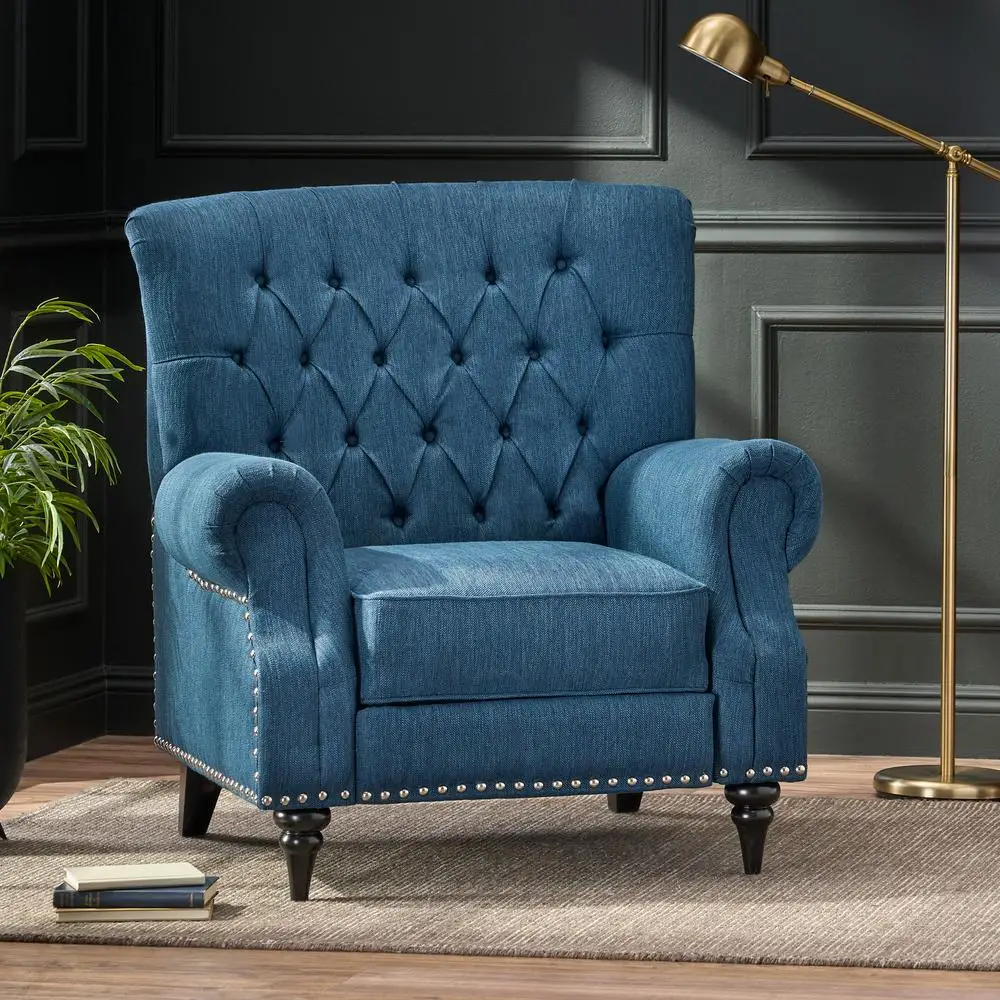 كريستوفر نايت هوم نسيج أزرق كحلي دفع خلفي لهجة كرسي توالت الأسلحة برشام ديكور #4