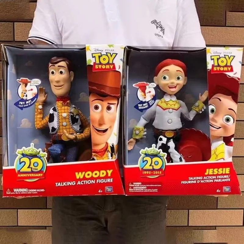 

Интерактивная кукла-модель Disney Toy Story (20-летие) Вуди Ковбой и Джи-сси, аниме-фигурка, говорящая, с функцией вытягивания шнурка, детская игрушка, подарок