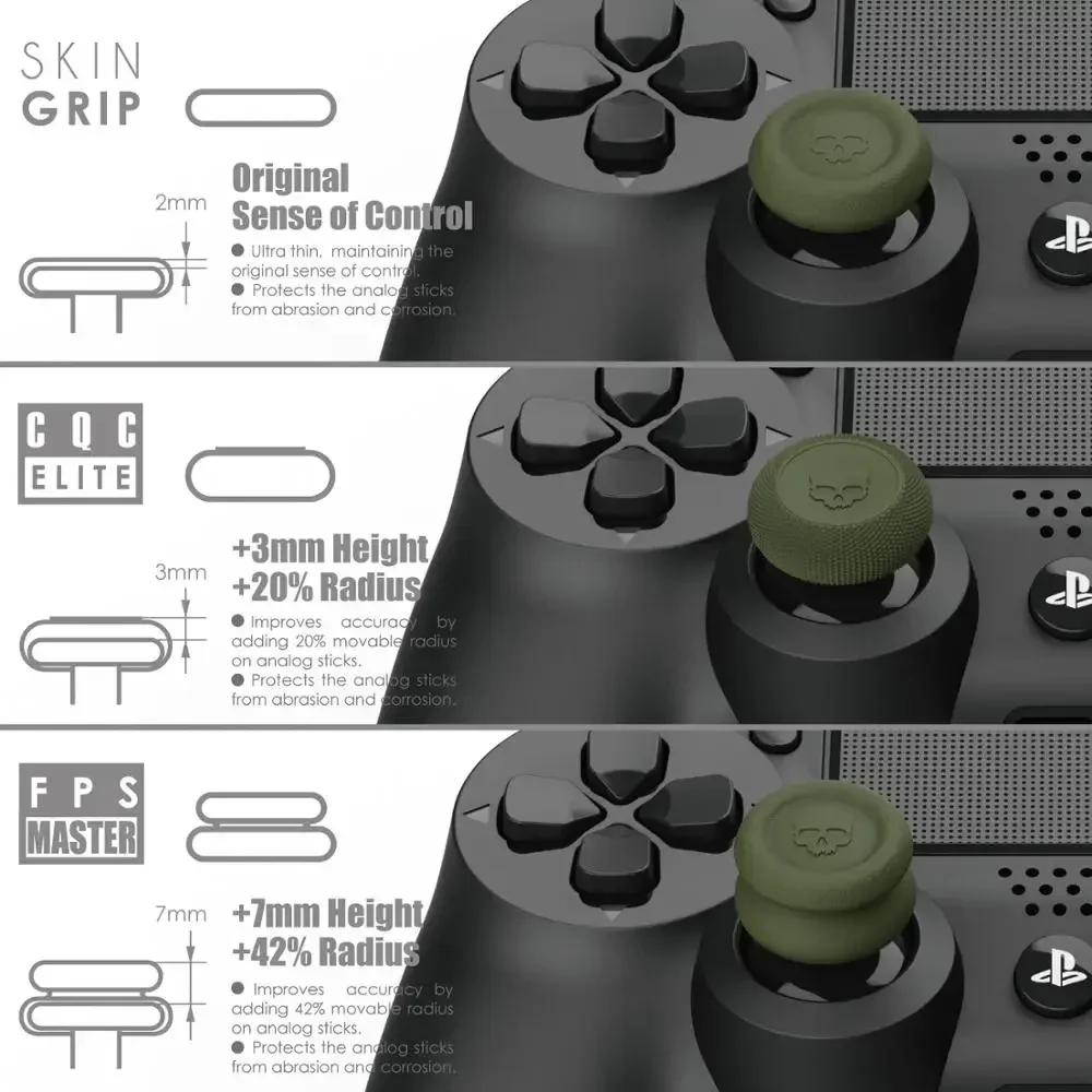 شركة الجمجمة والشركاه. مجموعة قبضة الإبهام FPS CQC غطاء عصا التحكم Thumbstick لوحدة تحكم Switch 2 Pro Gamepad PS4 PS5 (6 قطعة/الحزمة)