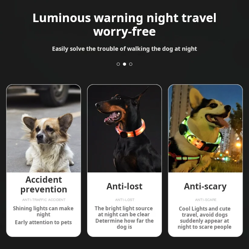Coleira iluminada com led, coleira recarregável por usb para animais de estimação com luz revestida de pvc, coleira luminosa para cães
