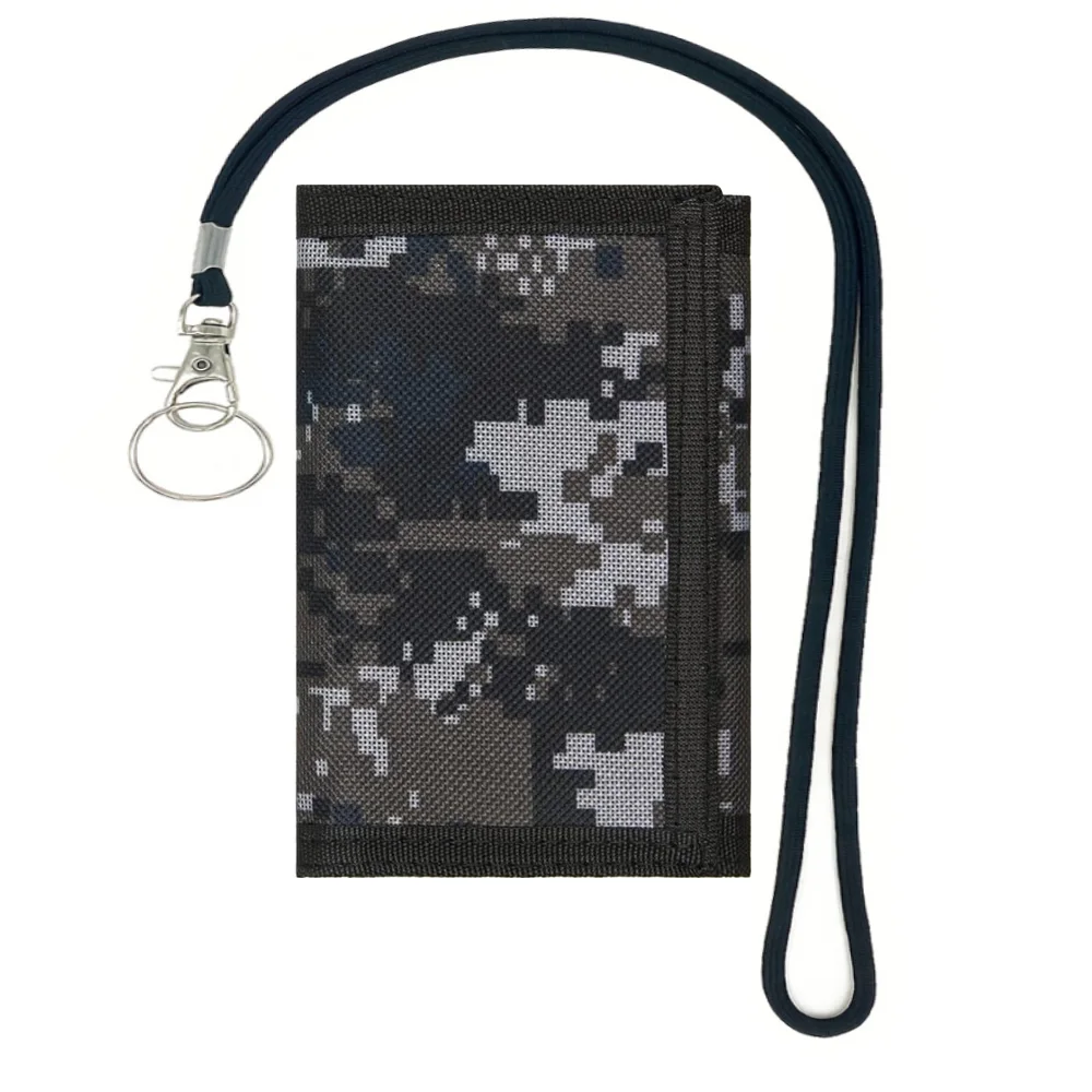RFID Trifold Digital Wallet Wallets with Lanyard for Girls Boys Cartoon Trifold Wallets with Sticker and Zipper Pocket for Teens