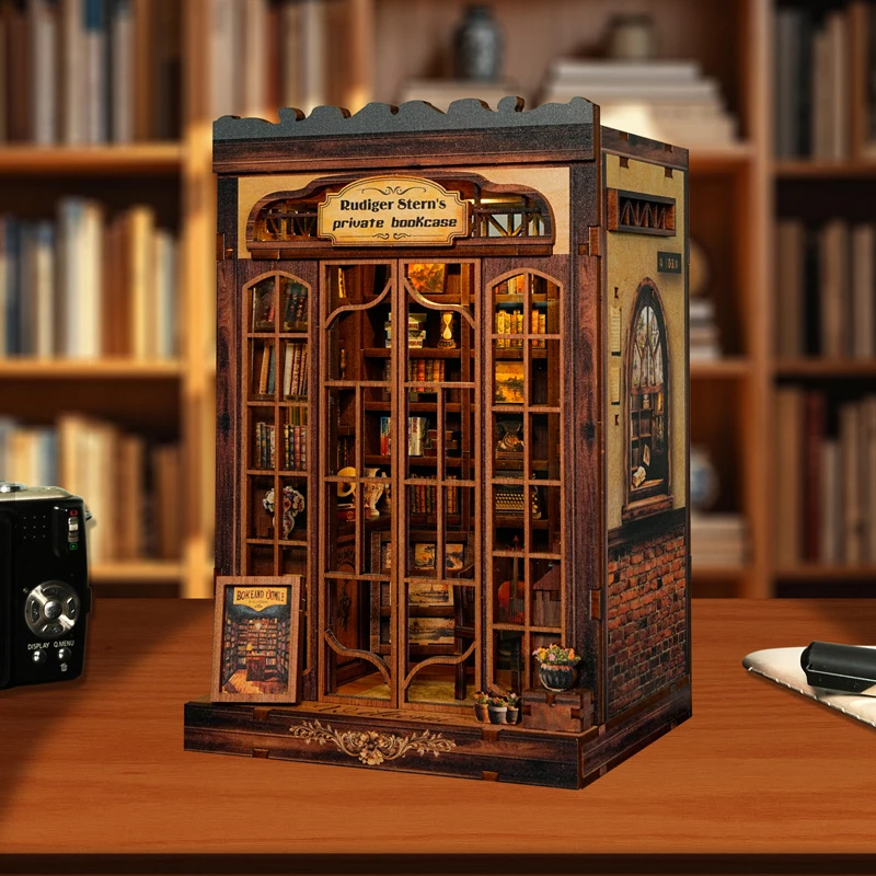 DIY Book Stand Kit Rudi's Study Miniature House Handcrafted Model Craft Kit Decorative Home Accent