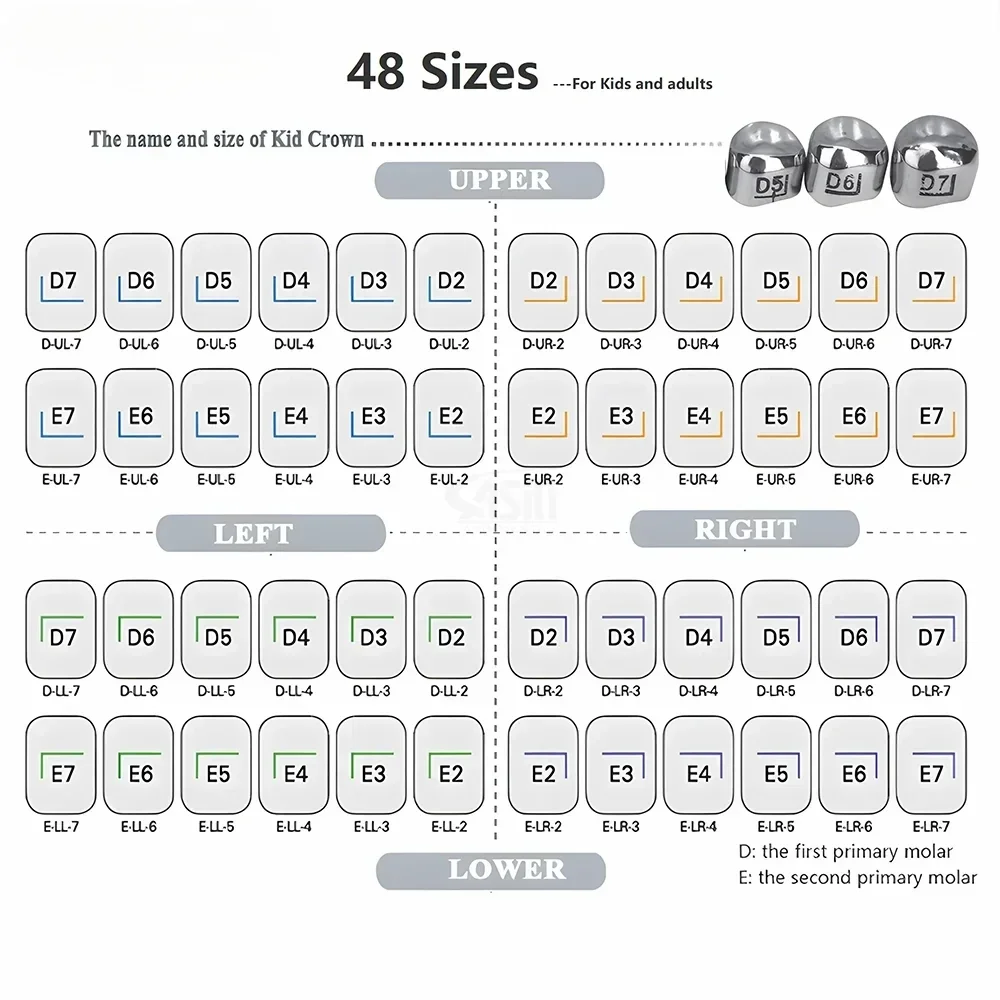 AG-Couronnes dentaires en métal préformé, 1 pièce, couronne temporaire en acier inoxydable, matériel orthodontique dentaire, outils de thérapie