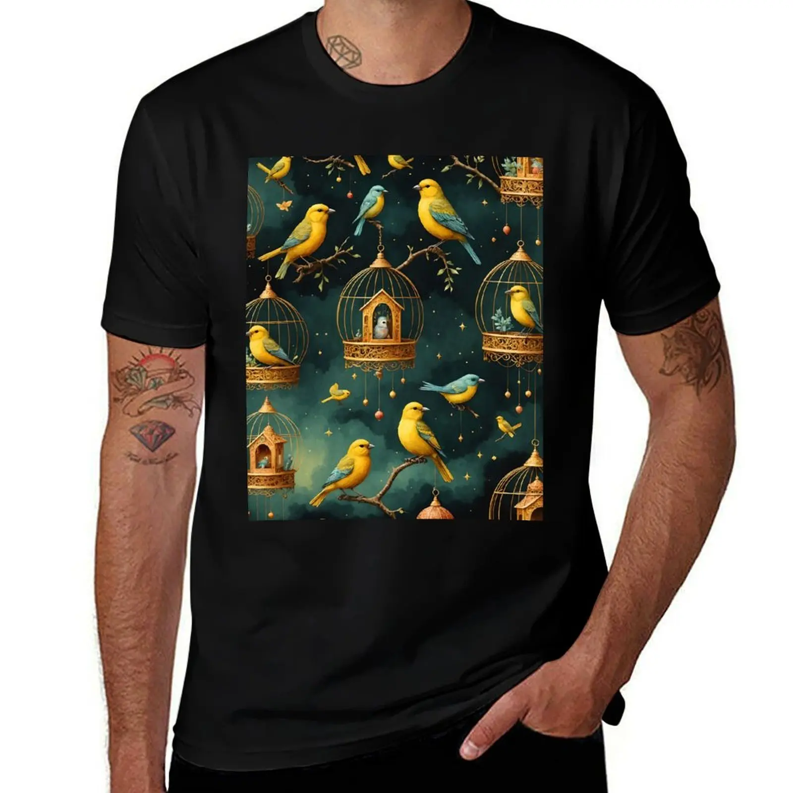 

Sweet Little Birds in their Gilden Cage T-Shirt vintage clothes plain tshirts personalised Clothing anime shirts men